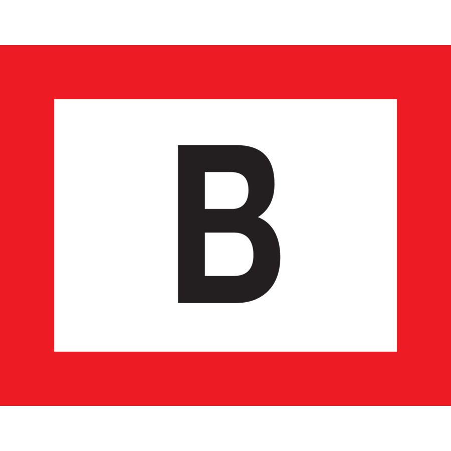 Bord" b" 200x250 wit/rood en letter zwart (809-172281)