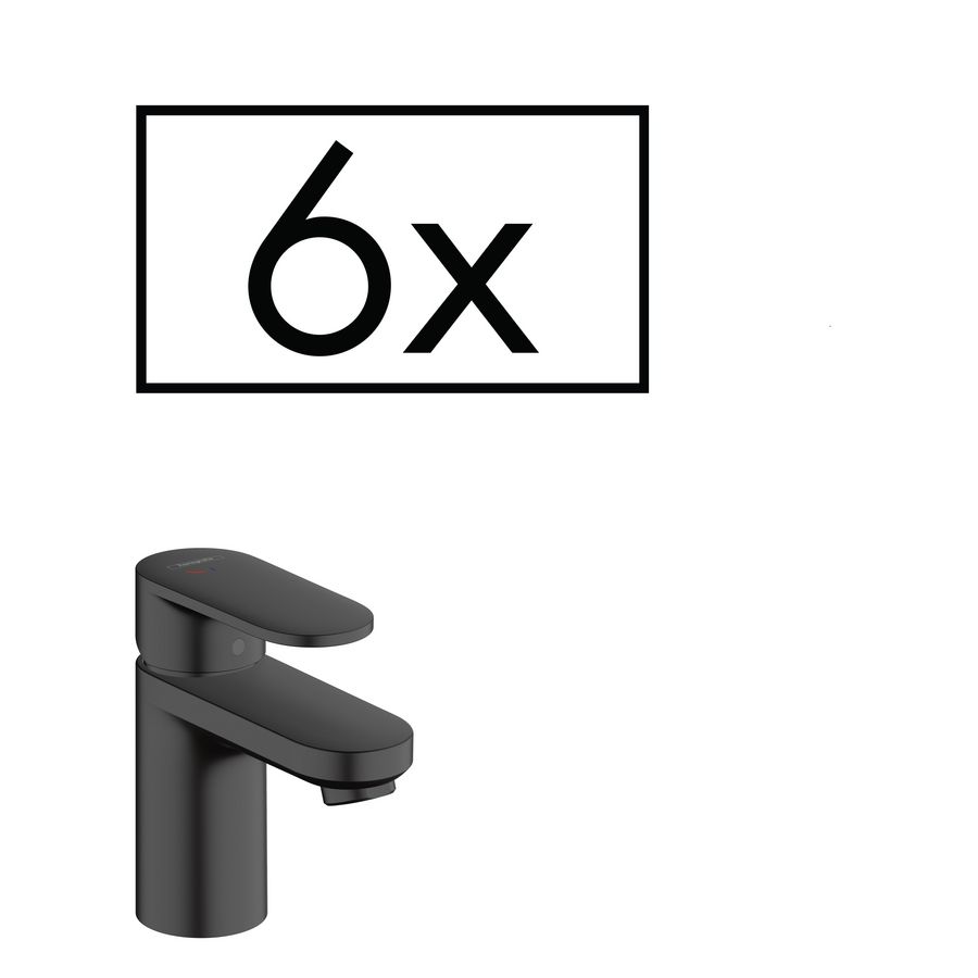 Set a 6 wastafelmengkranen (project pack) Vernis Blend 1-hendel 70 CoolStart mat zwart