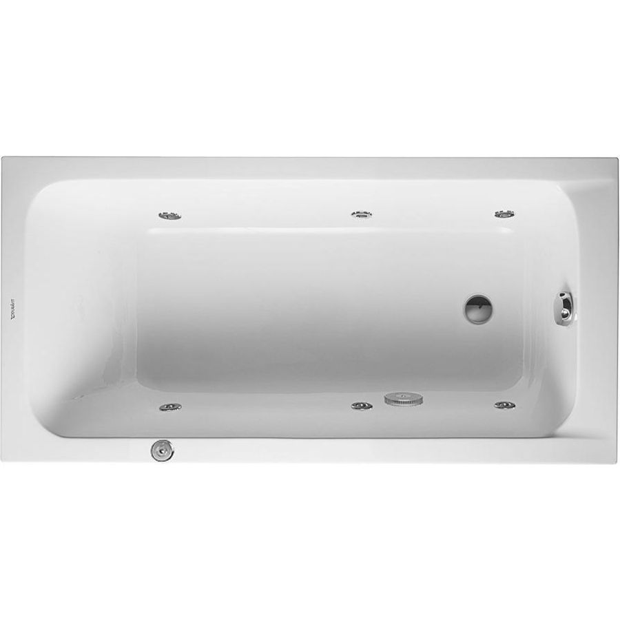 Whirlbad D-Code 1500x750 mm wit Afvoer voetzijde, Jet Projec