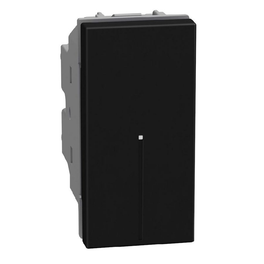 Light Now axiale drukknop NO 10A - 1 module - zwart