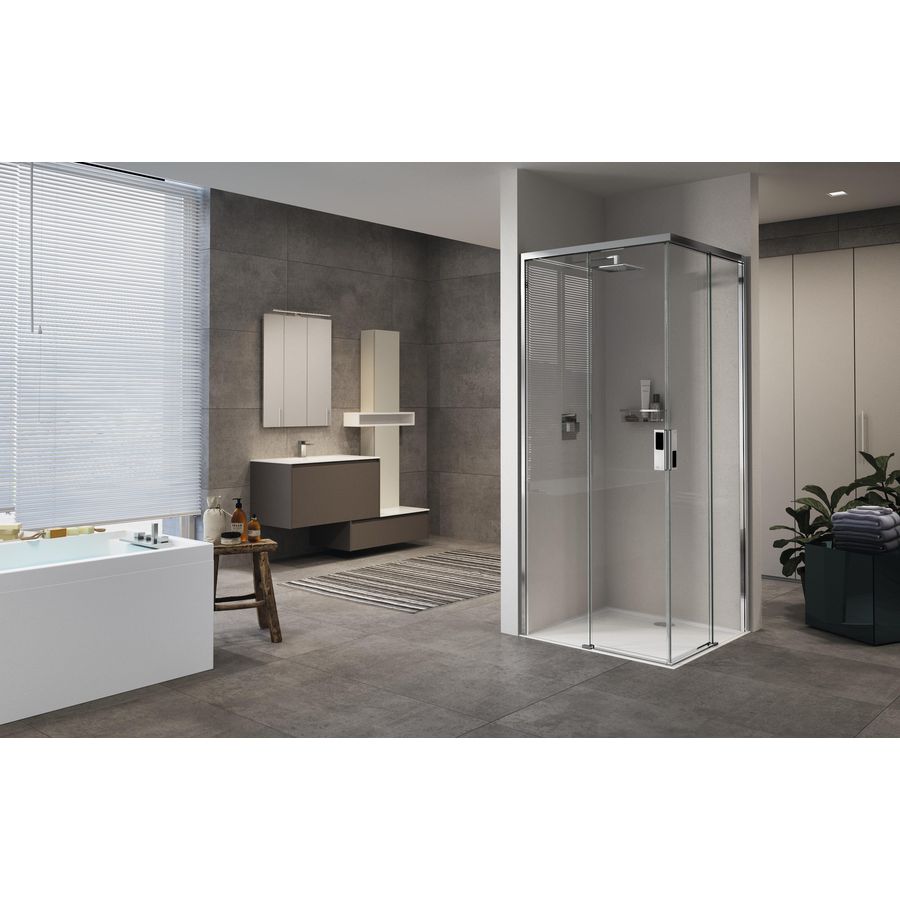 Hoekinstap compleet OPERA A 1190-1210mm helder glas profiel zwart