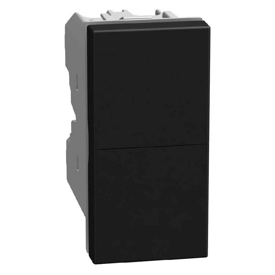 Light Now dubbele drukknop NO - 1 module - zwart