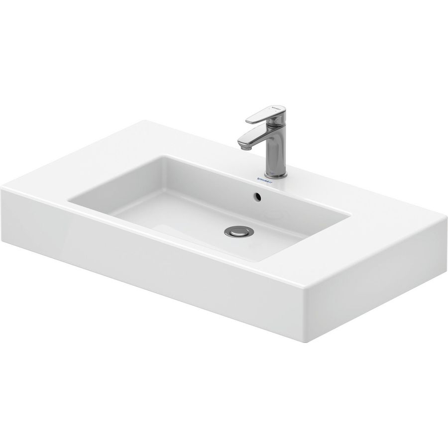 VERO #032985 wastafel 850mm wit met kraangat met overloop