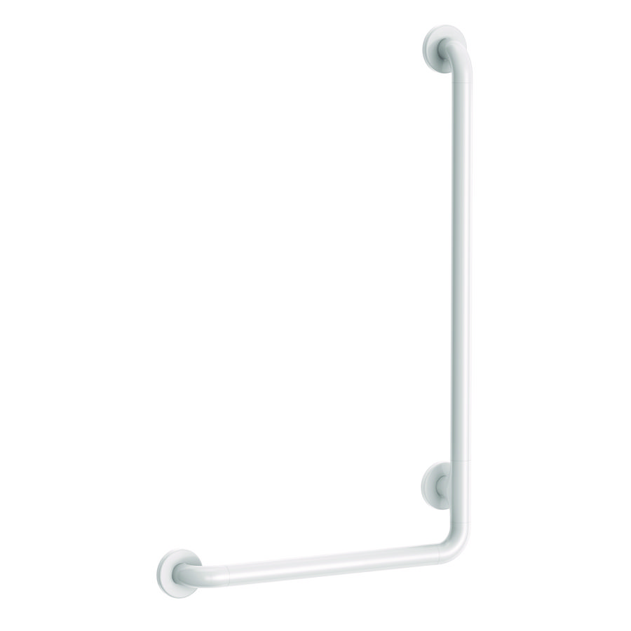 Wandbeugel 90° LI/RE 450x750mm Ø32mm staal nylon wit