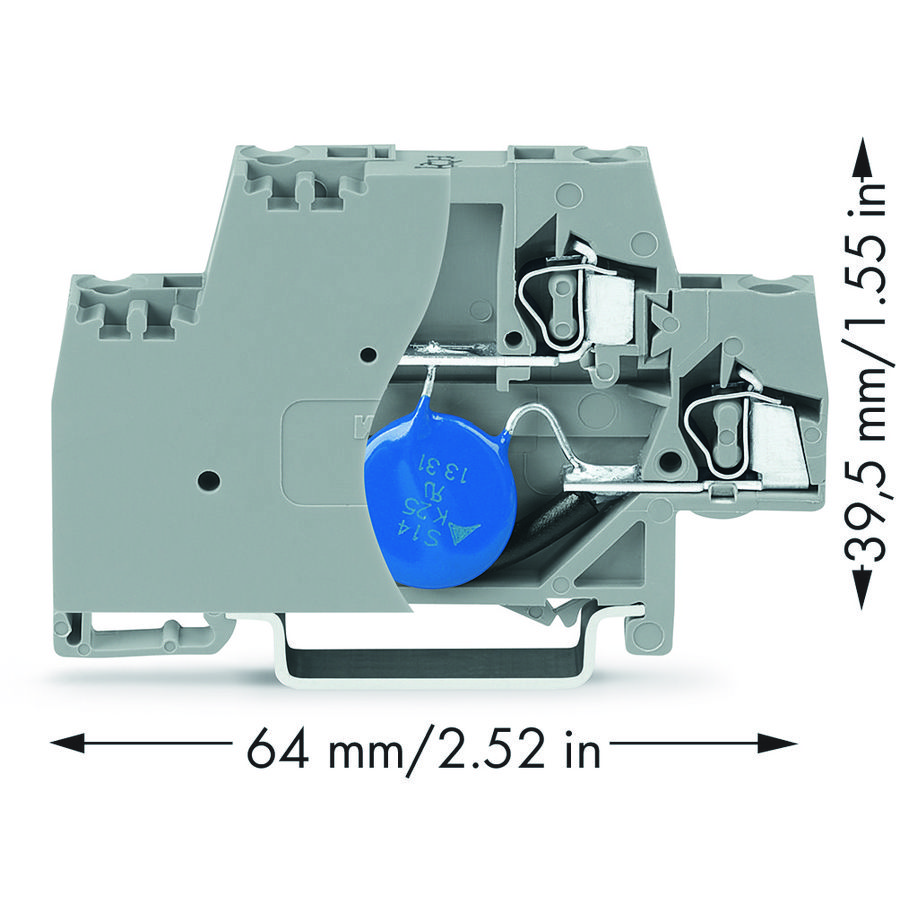 Moduleklem 2-etage +afsluitplaat grij 280-504/281-586 VVE=50