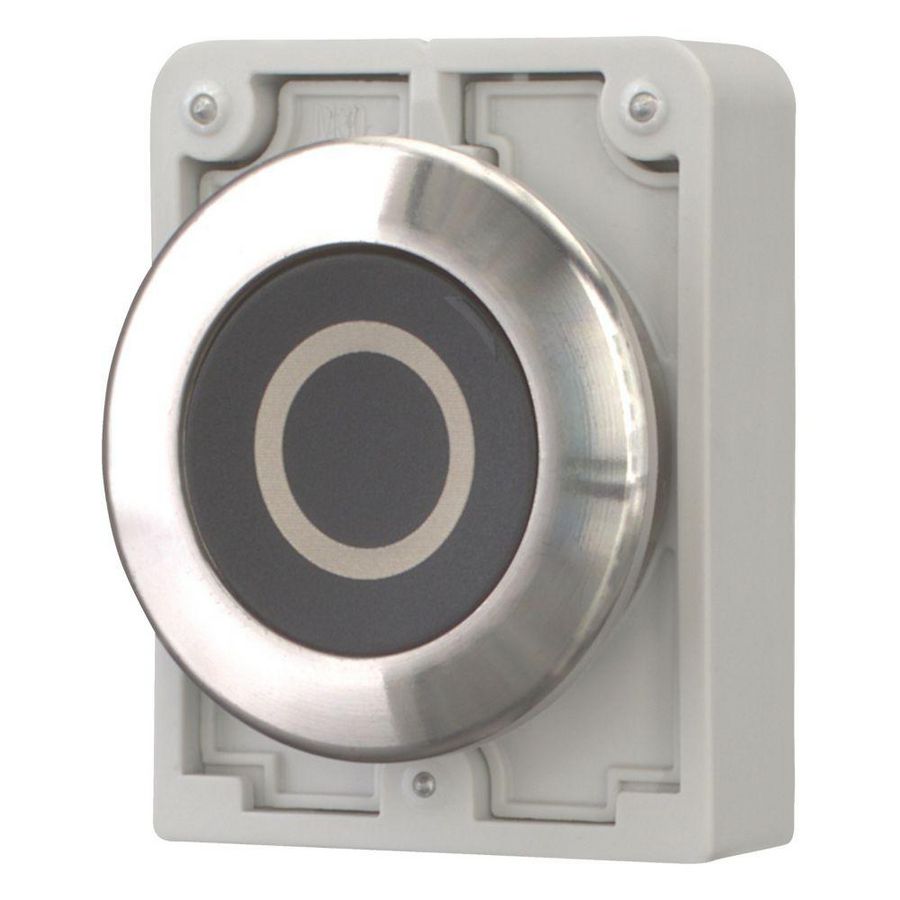 Drukknop 30mm RVS vlak zwart "O" terugverend