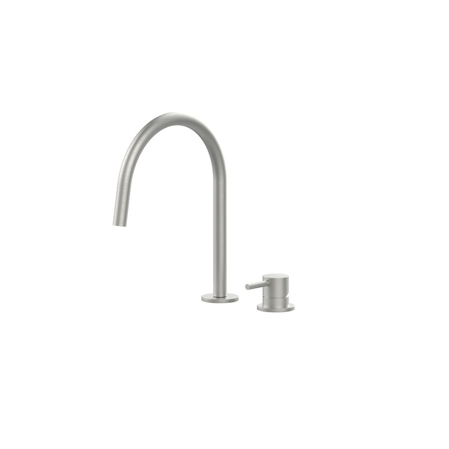 2-gats wastafelmengkraan LIGHT sprong 196mm Steel rvs-look incl. push-open plug 1.1/4"