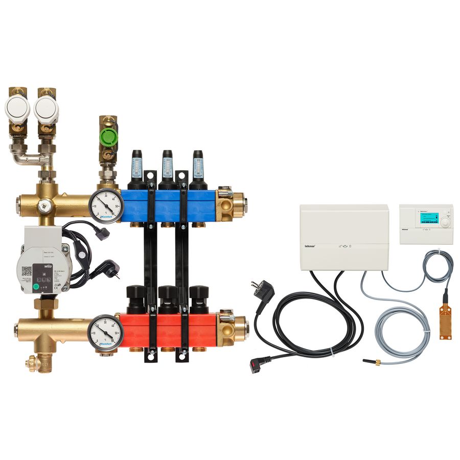 Vloerverw.verdeler 4851 3-pijps E-pomp BA. 10-145l/u 3-groeps