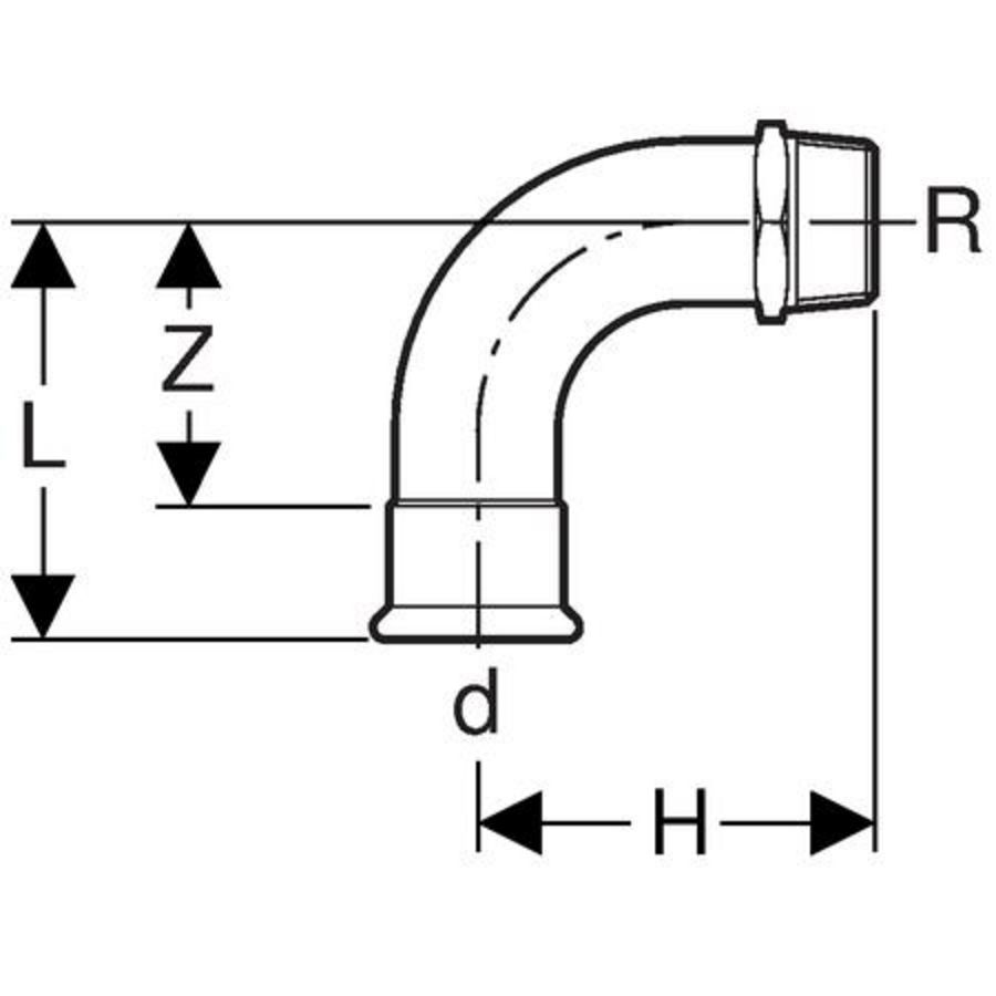 Puntknie 90° (bocht) MAPRESS C-STAAL 28x1"bt.