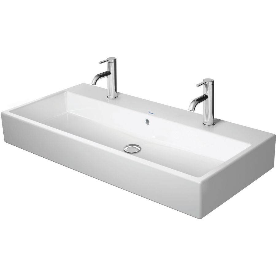 VERO AIR #235010 wastafel 1000mm wit met 2 kraangaten met overloop