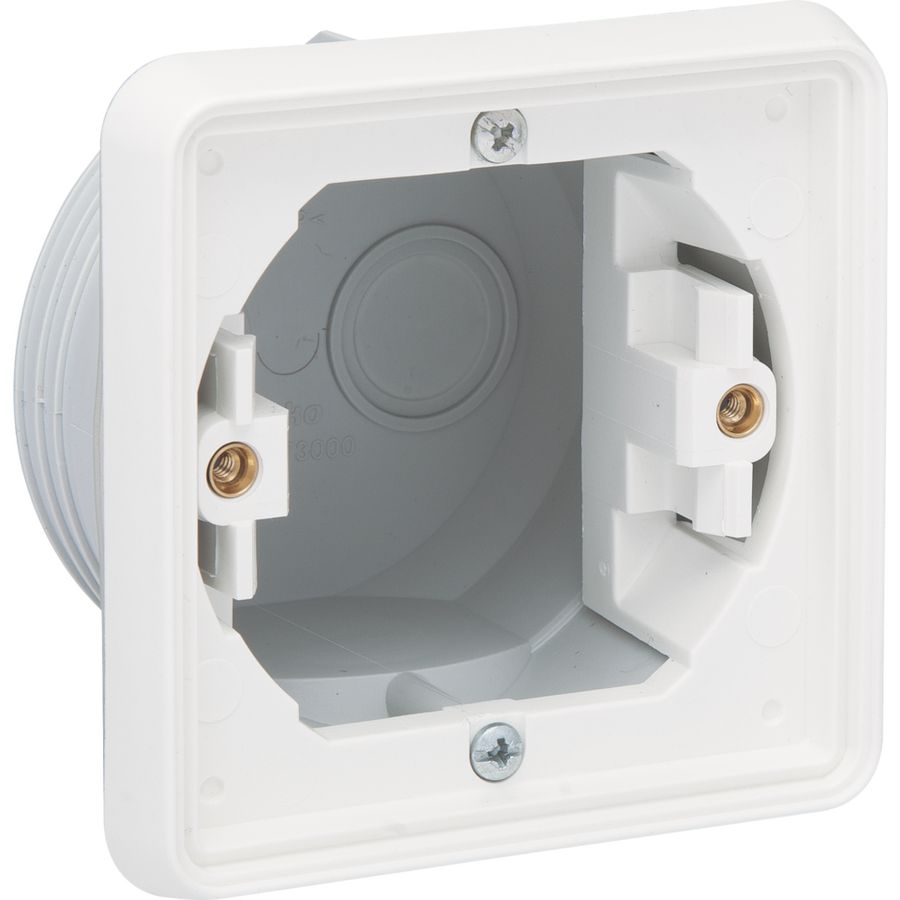 Spuitwaterdichte enkelvoudige inbouwdoos + kader Hydro 1 functie wit