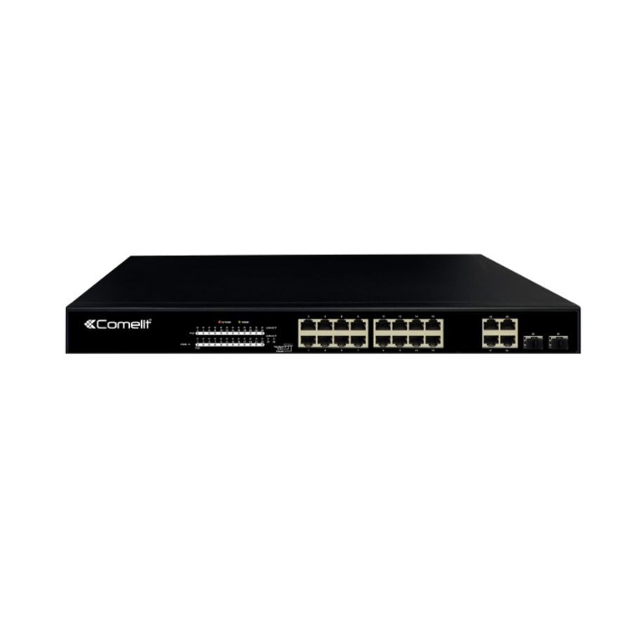Netwerk switch met 16 POE, 4 uplink en 2SFP poorten