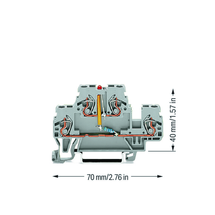 Moduleklem 2-etage LED rood grijs VVE=50