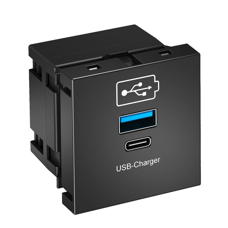 USB-lader 3,0A 45x45x42 zwartgrijs PC