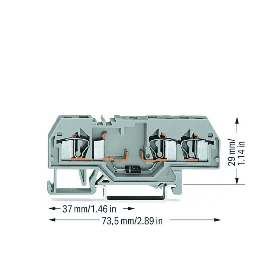 Moduleklem 3-draads met diode 1N4007 281-673/281-410 VVE=50