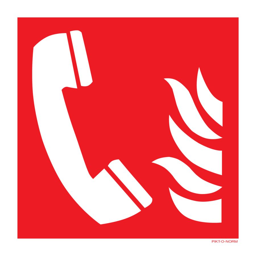 BORD PICTO TELEFOON MET VLAM 200x200 FOND ROOD/AFB. WIT (809-332229)