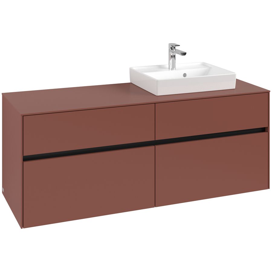 Wastafelonderkast Collaro 1400x548x500mm Wine Red C075B0AH