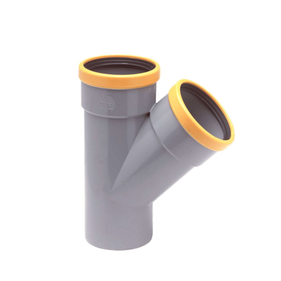 Wafix PVC manchet T-stuk 45° 125mm SN8 grijs 2x mof/spie