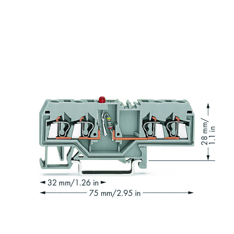 Moduleklem 4-draads LED rood grijs 280-658/281-413 VVE=100