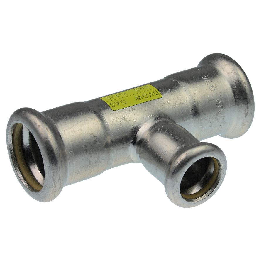 T-koppeling verlopend Xpress RVS gas 35x22x35mm R2715G