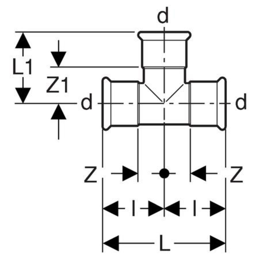 T-koppeling MAPRESS KOPER GAS 22x22x22mm