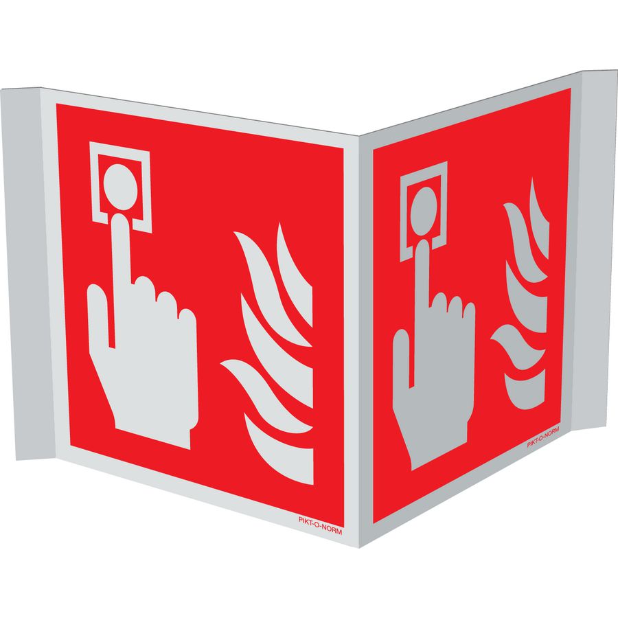 Bord panor.handmelder met vlam 150x300 fond rood/afb. wit (809-332463)