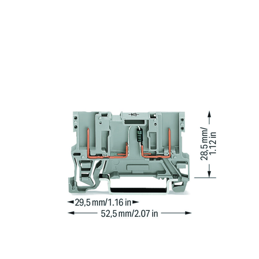 2-pins modulebasisklem diode 1N4007 Anode rechts gri VVE=100