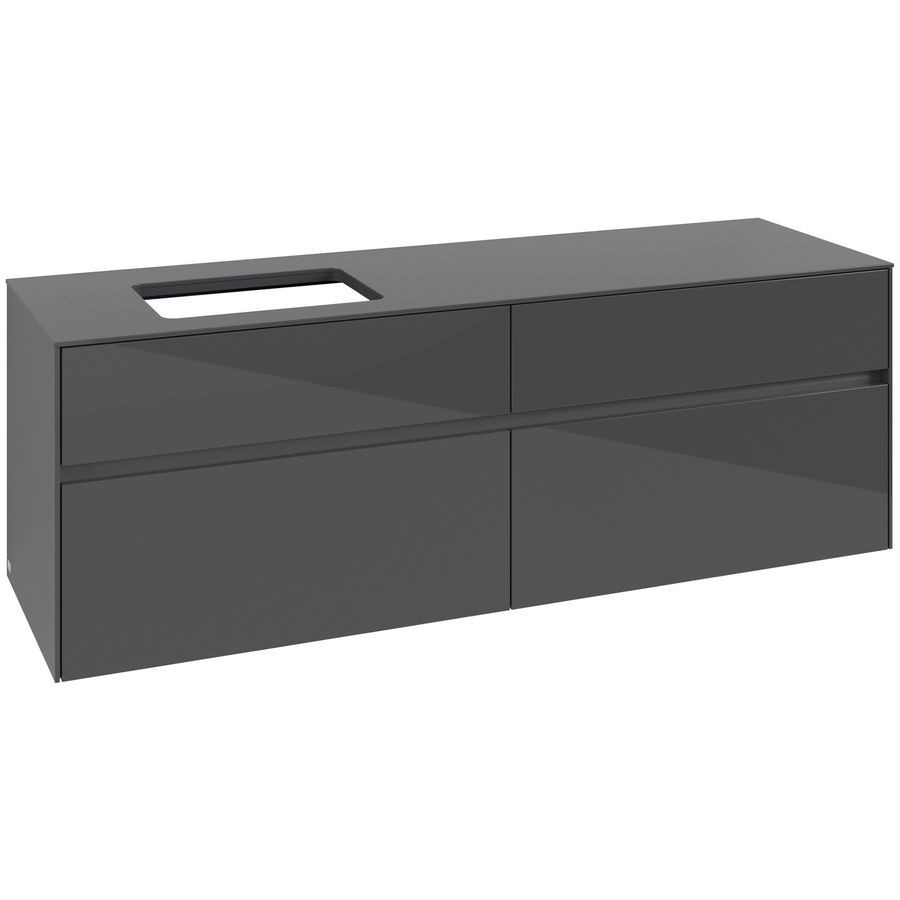 Wastafelonderkast Collaro 1600x548x500mm Glossy Grey C12100FP