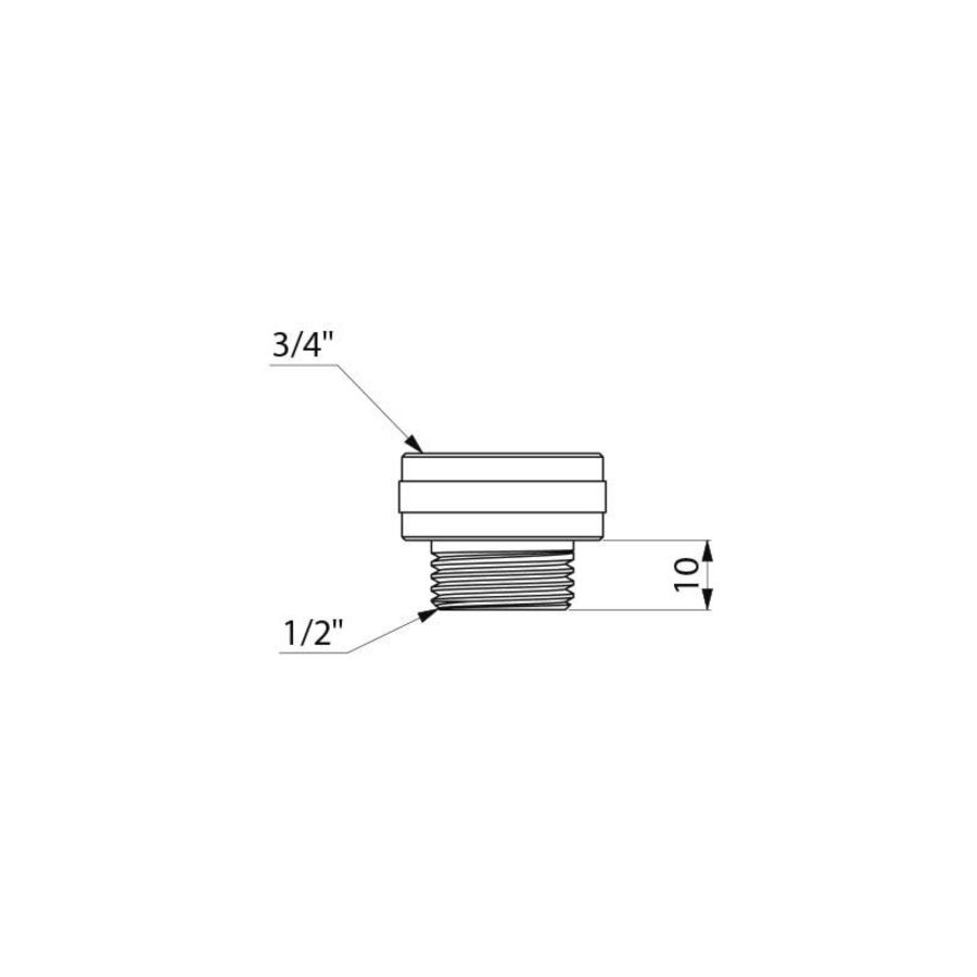 Koppeling M1/2” F3/4” voor flexibel bij douche