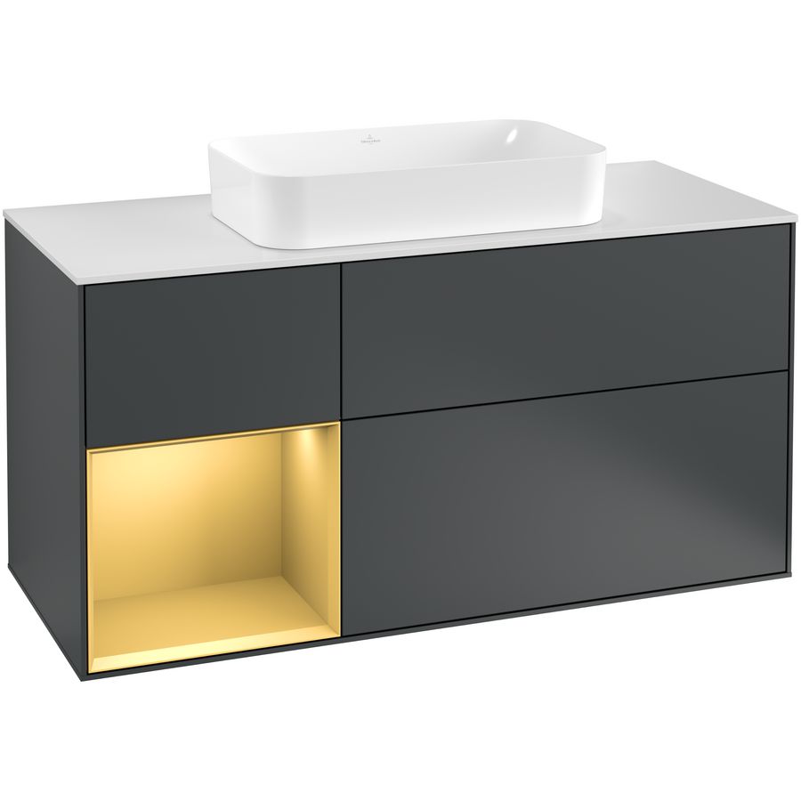 Wastafelonderkast Finion 1200x603x501mm Mid.Blue Matt Lacquer F291HFHG