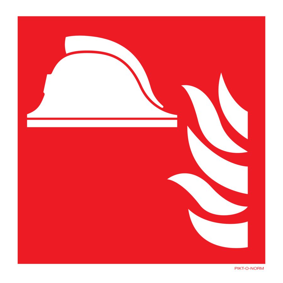 BORD PICTO HELM MET VLAM 300x300 FOND ROOD/AFB. WIT (809-332331)