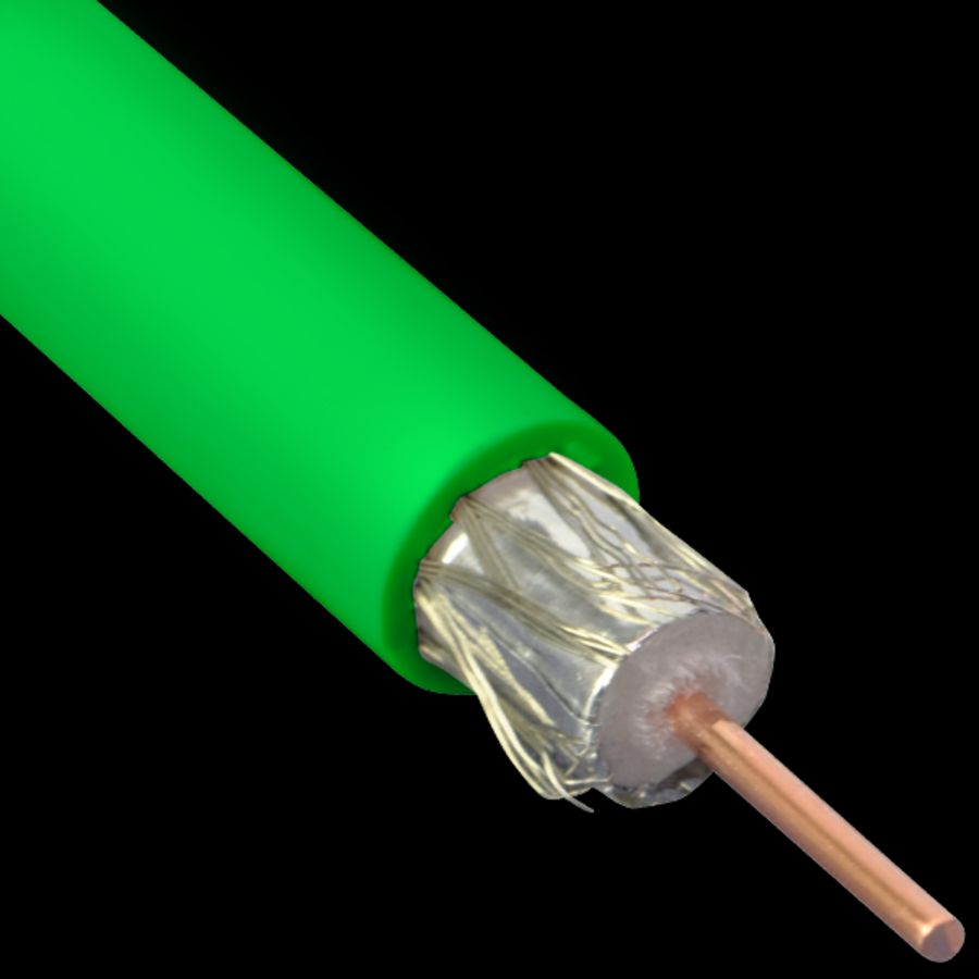 Haspel a 100m. Coaxiaalkabel 75ohm met PE-buitenmant. groen