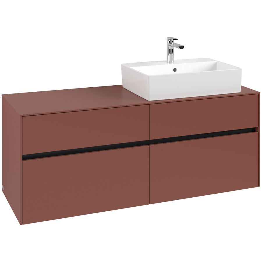 Wastafelonderkast Collaro 1400x548x500mm Wine Red C133B0AH
