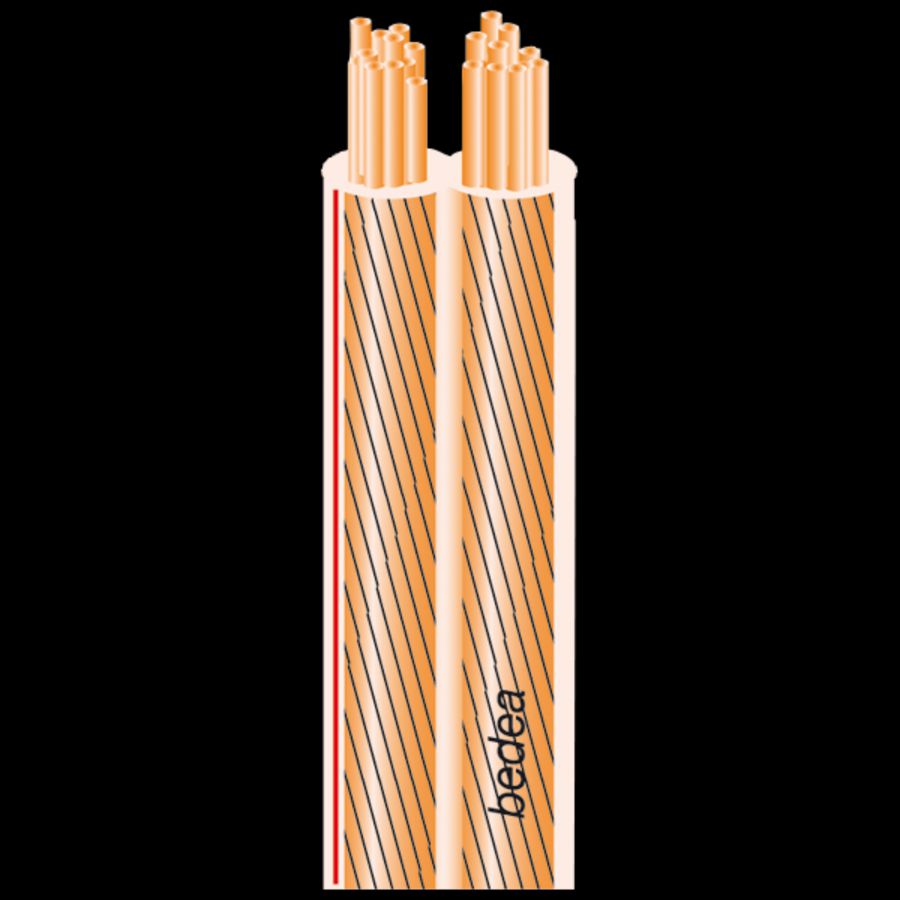 Haspel a 50m. Luidsprekersnoer 2x6mm² transparant hoogflex