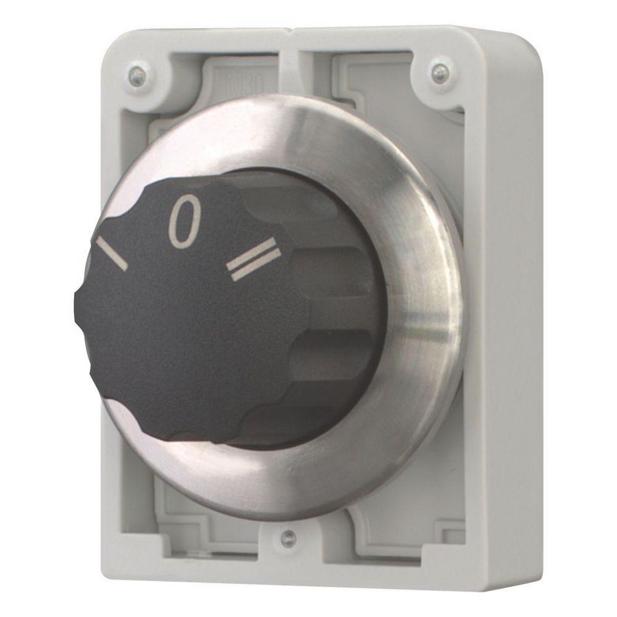 Keuzeschakelaar 30mm RVS vlak 3 standen knop terugverend