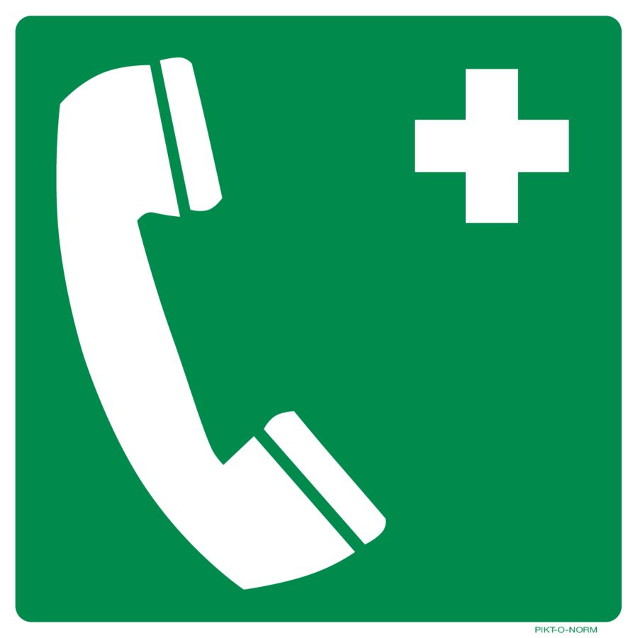 BORD 200x200 NOODTELEFOON WITTE PIJL MET PICTO TELEFOON (809-332206)