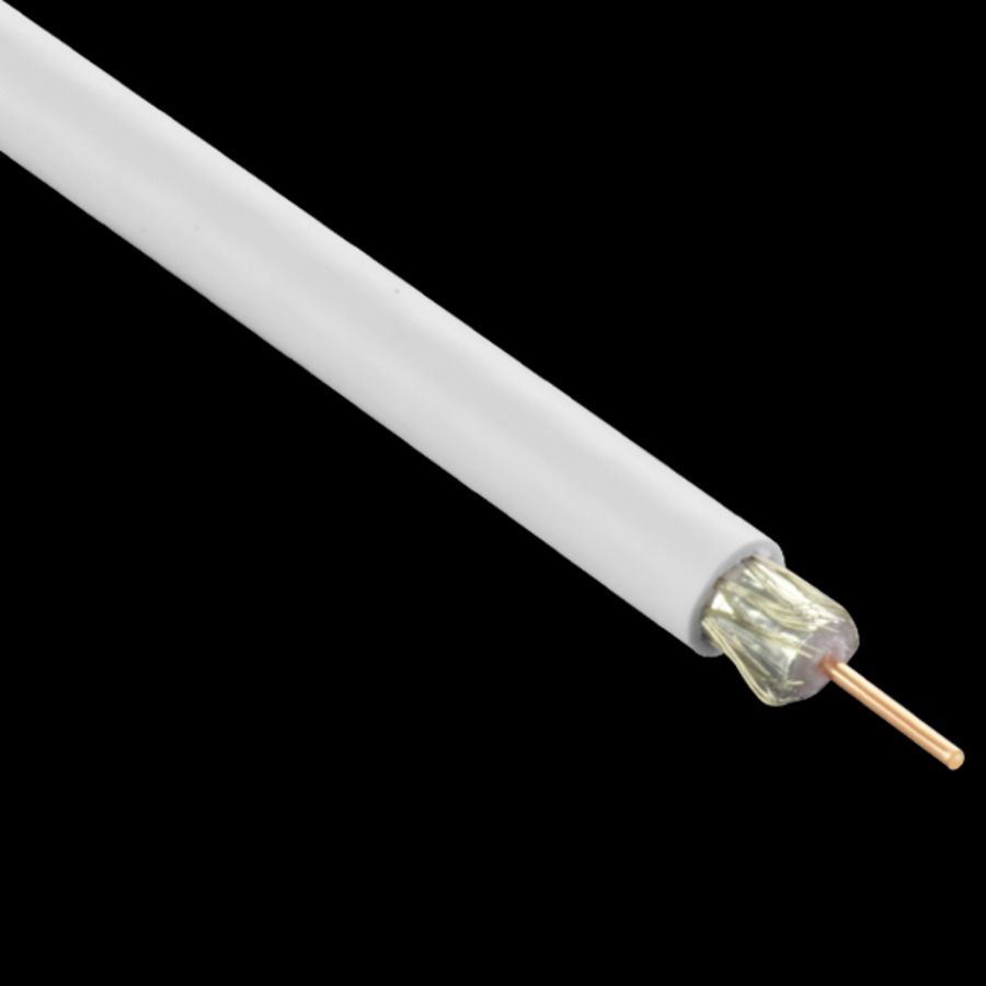 Haspel a 100m. Coaxiaalkabel 75ohm HF-dicht FRNC wit Eca