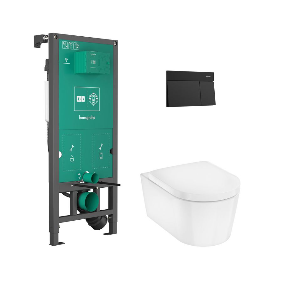 Combipack closet compleet EluPura S iFrame uni. inbouwreservoir mat zwart
