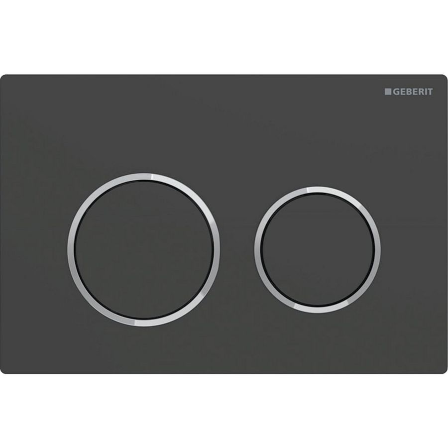 Bedieningsplaat 2-toets Omega20 ROUND matzwart/chroom/matzwart