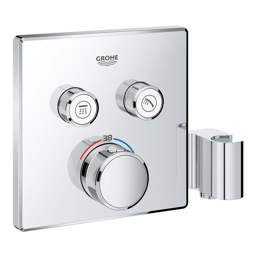 Grohtherm SMARTCONTROL afbouwdeel thermostaat met 2x omstel vierkant met douchehouder chroom