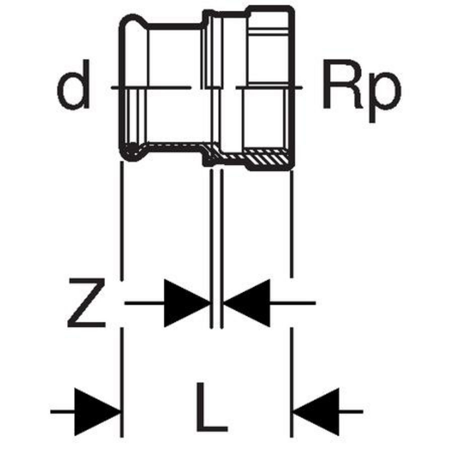 Schroefbus recht MAPRESS C-STAAL 15x3/4"bn.