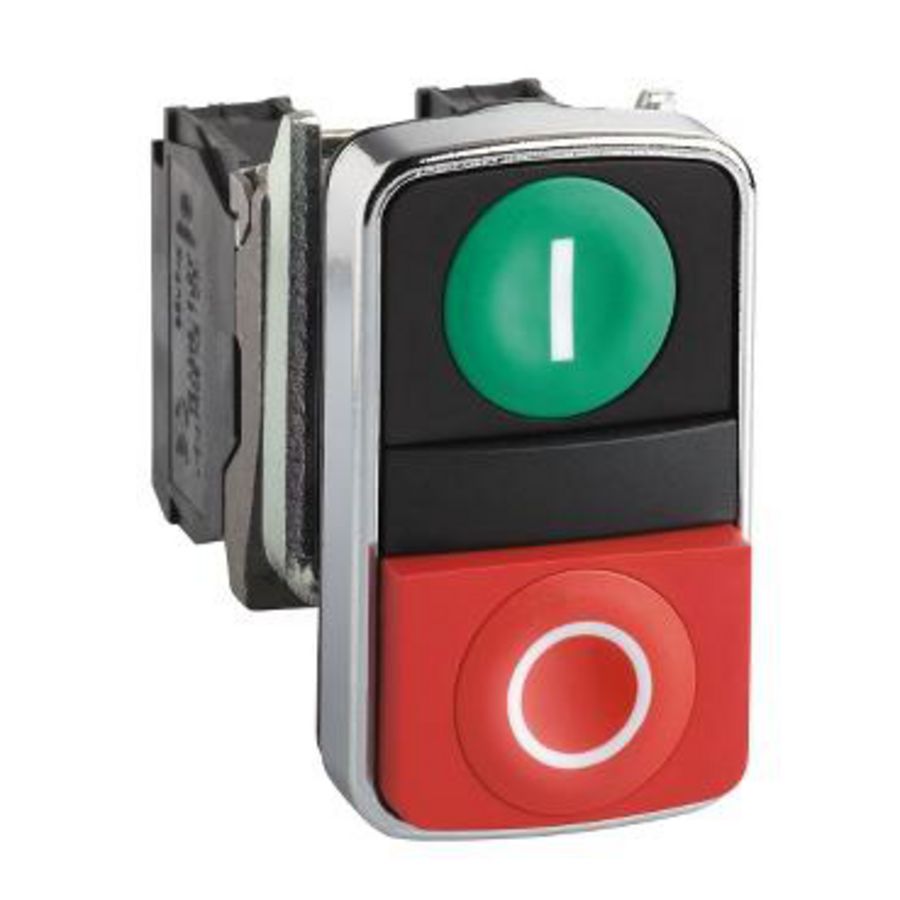 Dubbele drukknop Verlicht Ø22mm 1NO + 1NC 24V Groen/rood