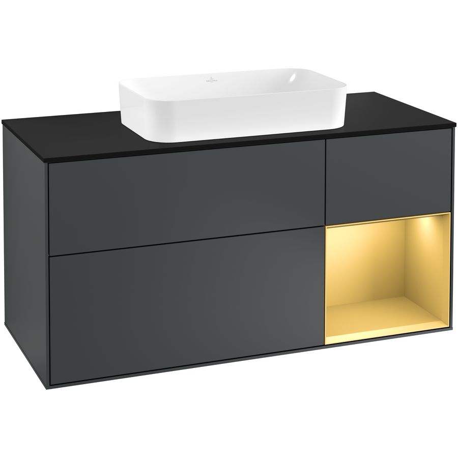 Wastafelonderkast Finion 1200x603x501mm Mid.Blue Matt Lacquer F302HFHG
