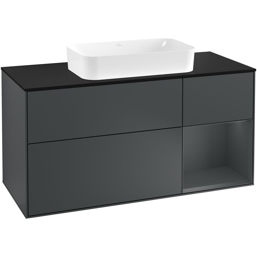 Wastafelonderkast Finion 1200x603x501mm Mid.Blue Matt Lacquer F302HGHG