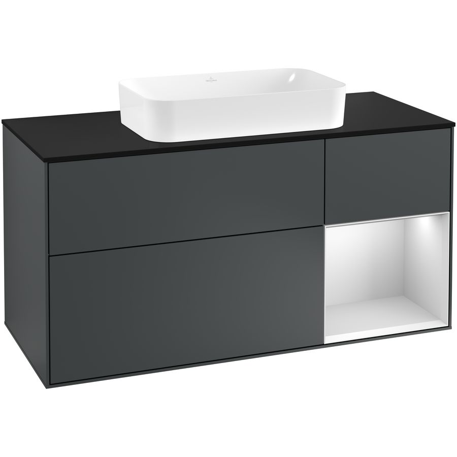 Wastafelonderkast Finion 1200x603x501mm Mid.Blue Matt Lacquer F302MTHG
