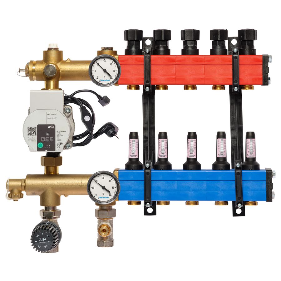 Vloerverw. verdeler 4802 E-pomp onder 60-250 l/u 5-groeps