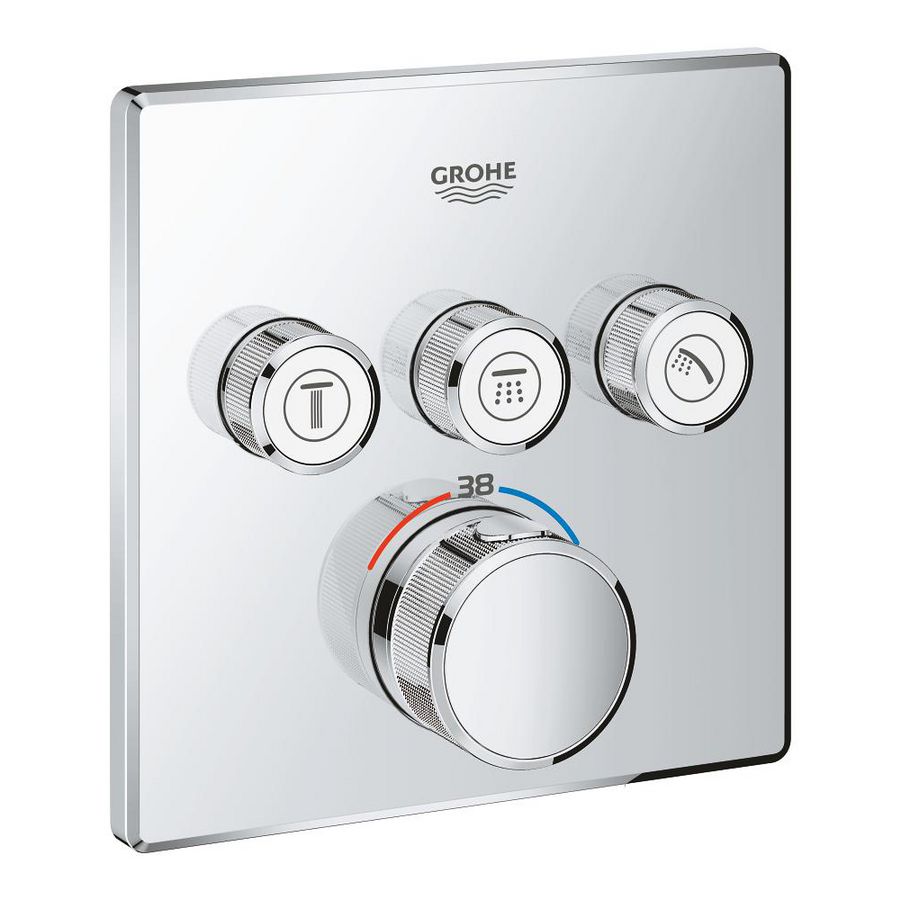 Grohtherm SMARTCONTROL afbouwdeel thermostaat met 3x omstel vierkant chroom
