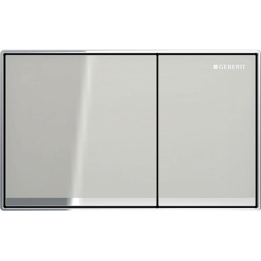 Bedieningsplaat 2-toets Omega60 SQUARE toetsen: zandgrijs glas strook: chroom