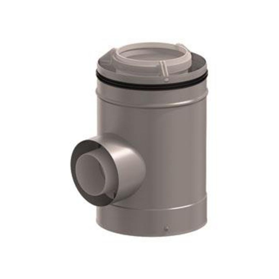 Rolux CLV Etage T-stuk PP/metaal 125/200-1x80/125 kort