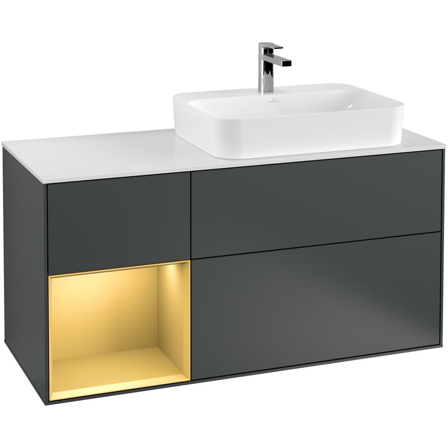 Wastafelonderkast Finion 1200x603x501mm Mid.Blue Matt Lacquer F391HFHG